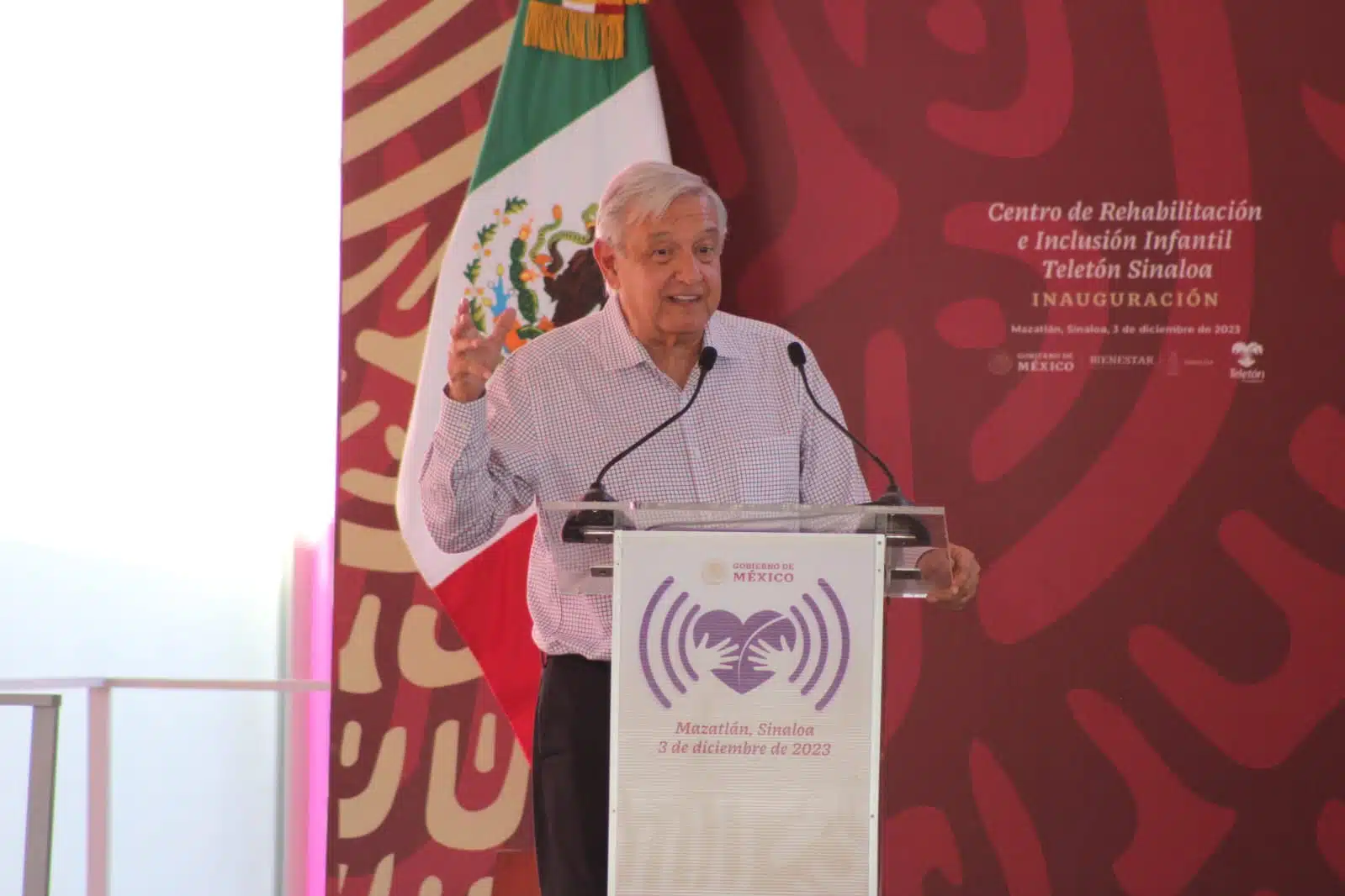AMLO en la inauguración del CRIT Teletón en Mazatlán