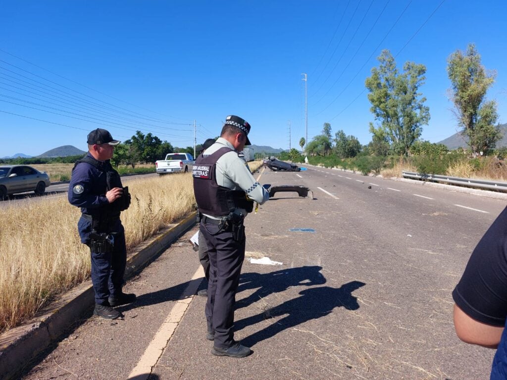 Agente de la Guardia Nacional en un accidente en Culiacán