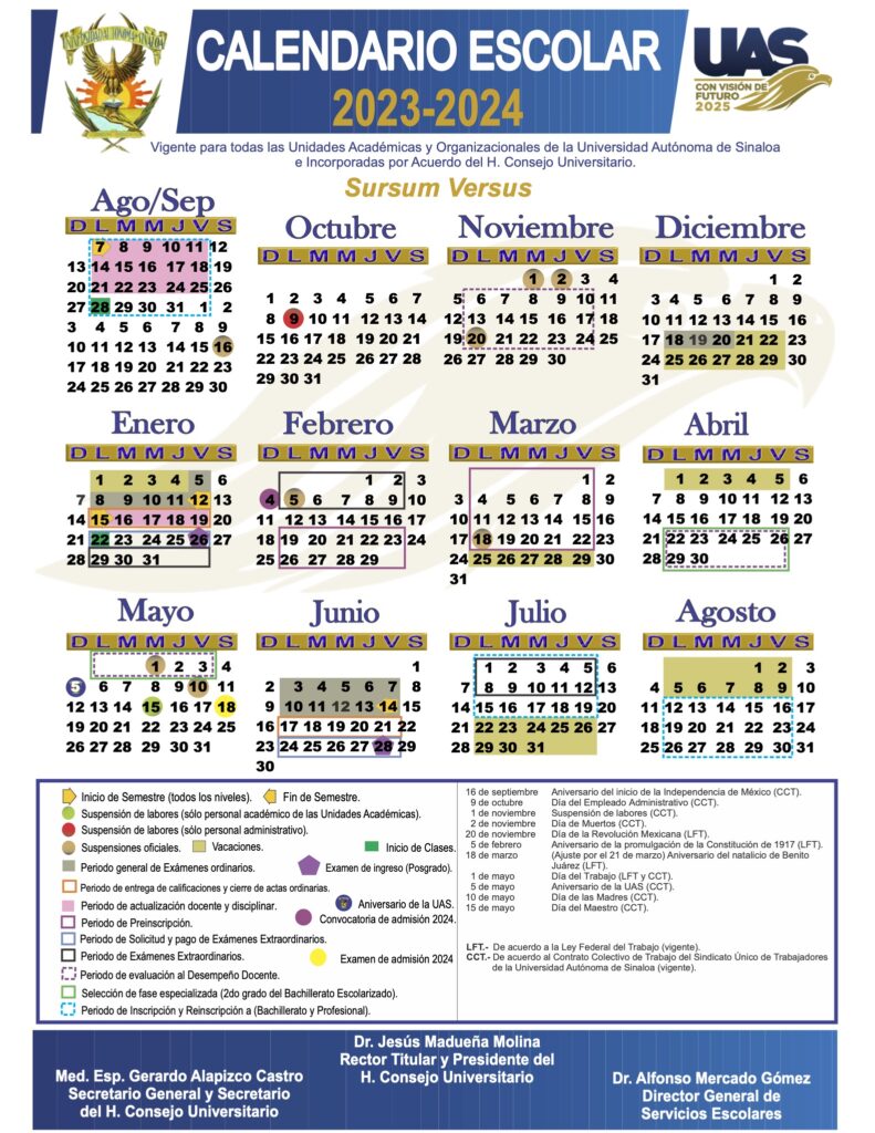 Calendario oficial de la UAS