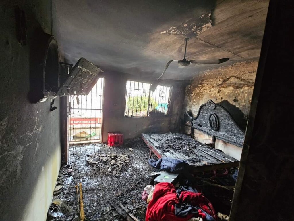 Recámara incendiada en Mazatlán