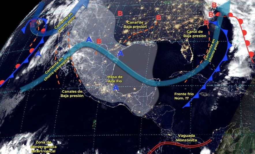 Mapa del Servicio Meteorológico Nacional con sistemas activos