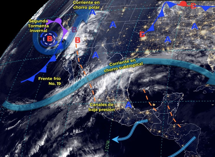 Mapa del Servicio Meteorológico Nacional con sistemas activos