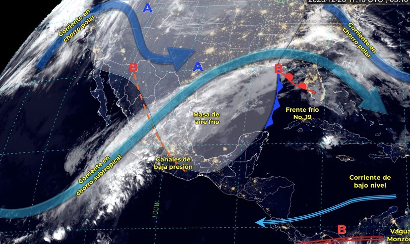 Mapa del Servicio Meteorológico Nacional con sistemas activos