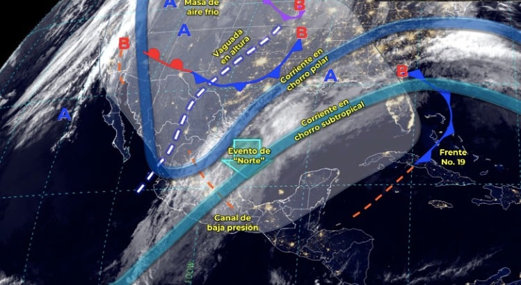 Mapa del Servicio Meteorológico Nacional con sistemas activos
