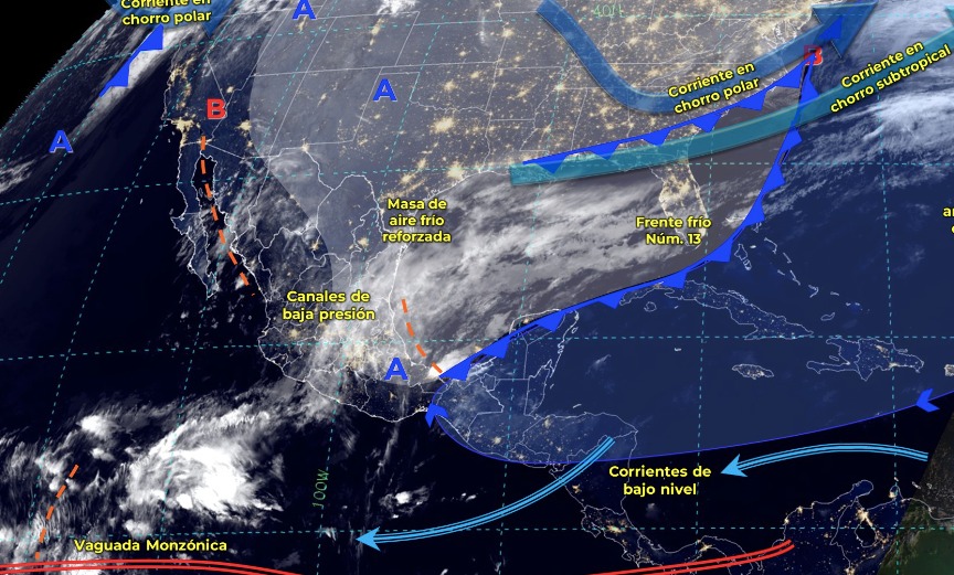 Mapa del Servicio Meteorológico Nacional con sistemas activos