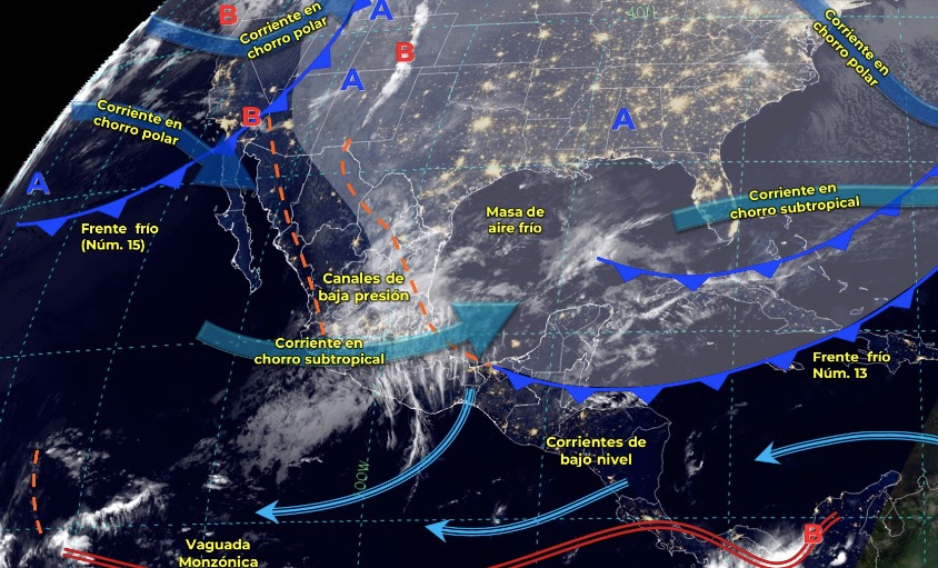 Mapa del Servicio Meteorológico Nacional con sistemas activos