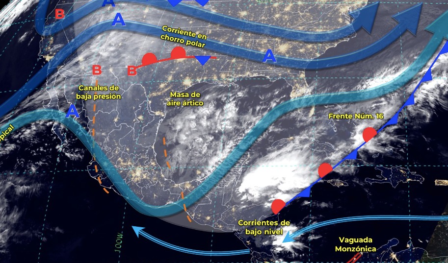 Mapa del Servicio Meteorológico Nacional con sistemas activos