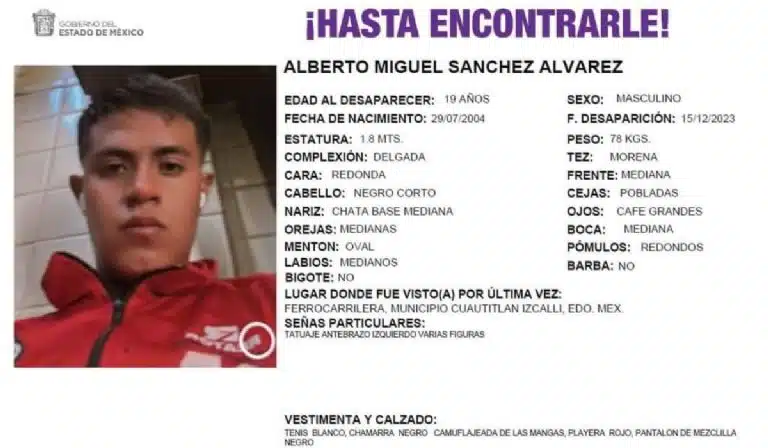 Desaparece un joven futbolista en el Estado de México; buscan a Alberto Miguel
