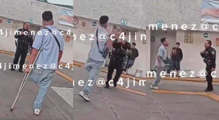 hombre sin pierna agredió a policía