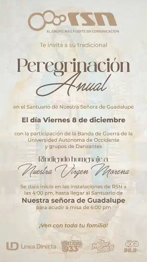 Peregrinación de la Virgen de Guadalupe de Grupo RSN 