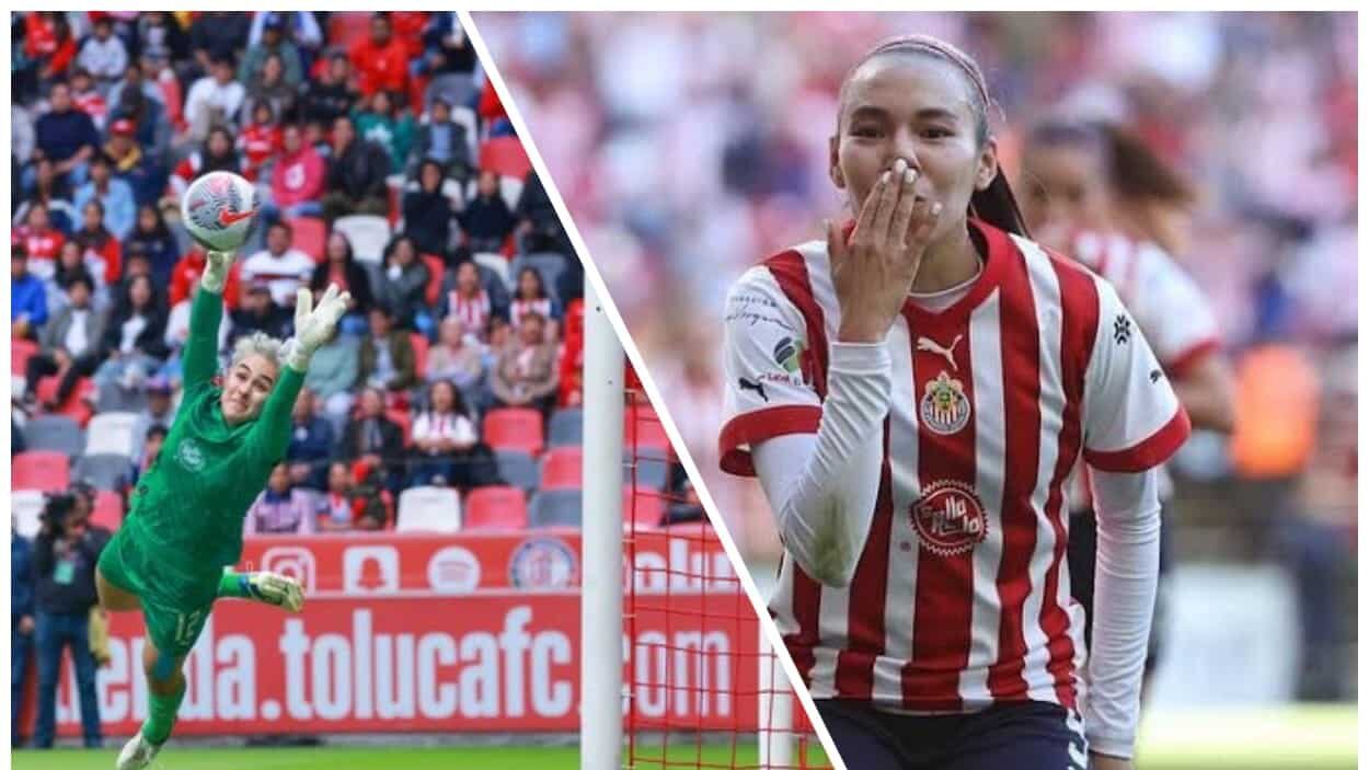 Las sinaloenses Blanca Félix y Gaby Valenzuela, jugadoras de Chivas Femenil.