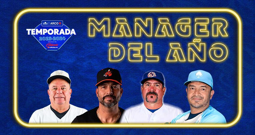 Letras de mánager del año con las fotos de lo jugadores que participan para ese premio de la LMP