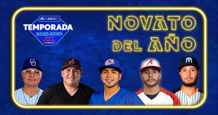 Letras de novato del año con las fotos de lo jugadores que participan para ese premio de la LMP