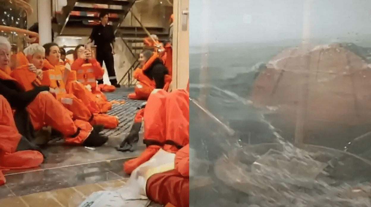 Pasajeros de un crucero en medio de una tormenta