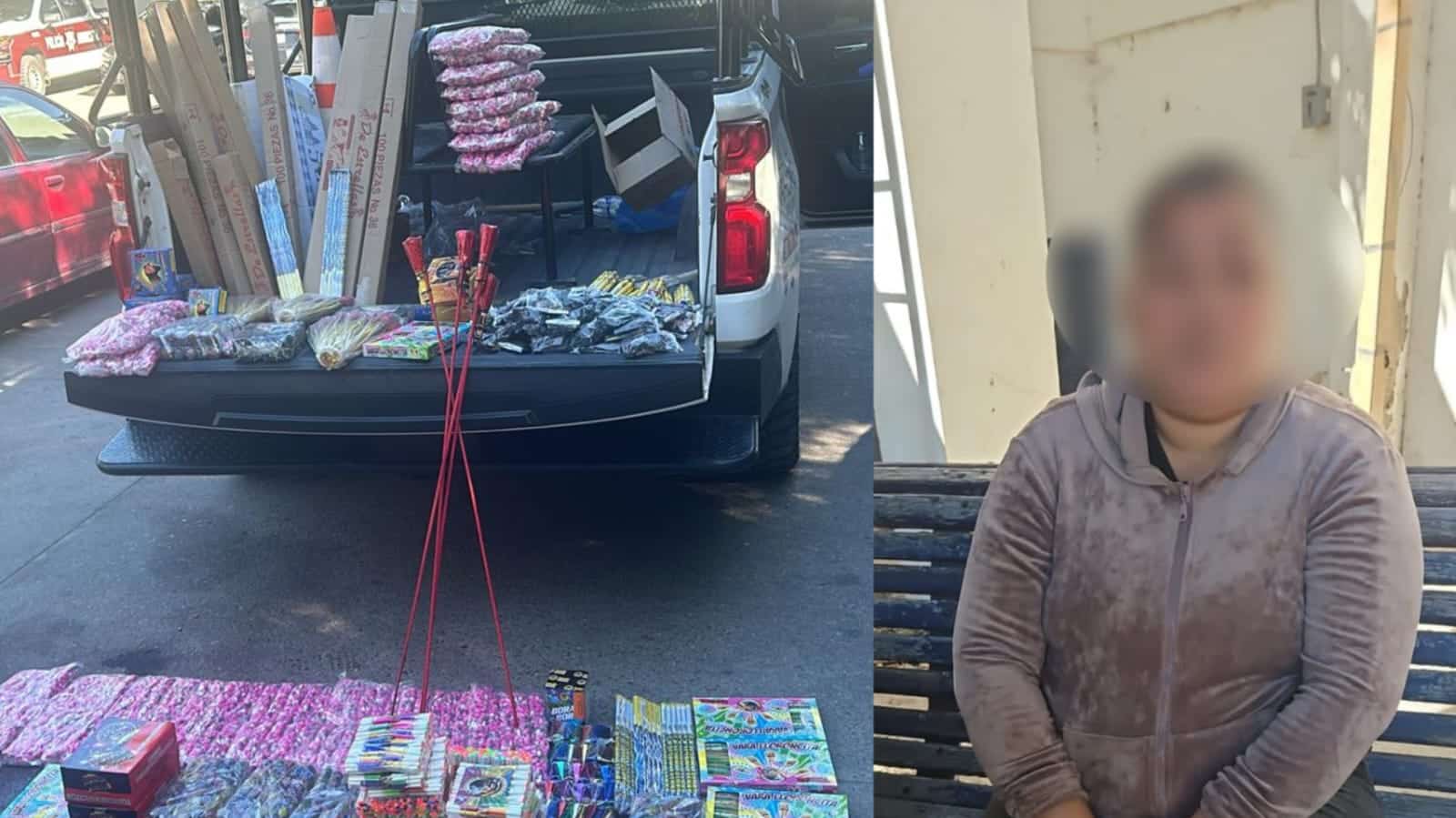 Mujer detenida con pirotecnia