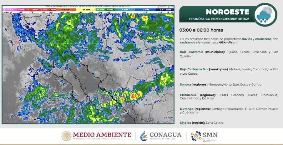 Pronóstico de lluvias en México