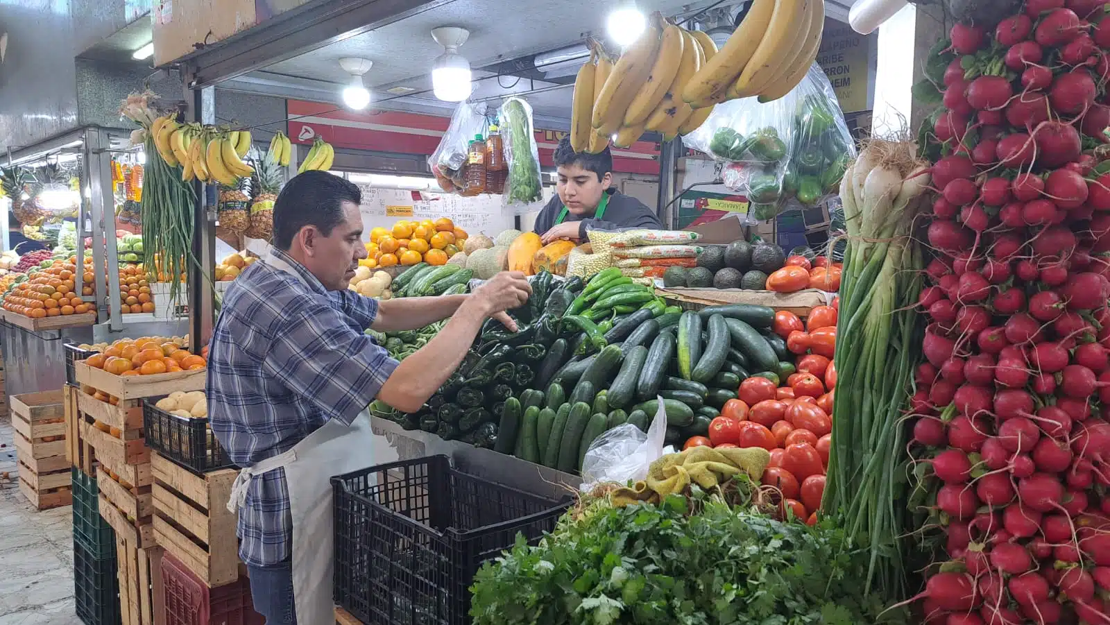 Puesto de verduras en merado