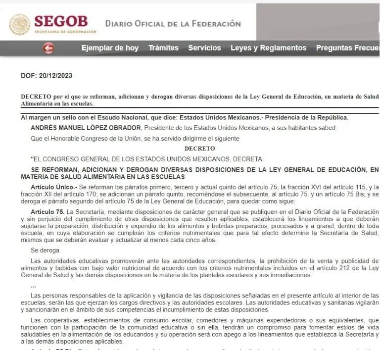 Decreto de la SEP