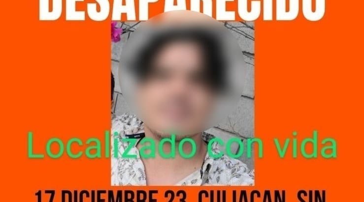 Imagen de joven desaparecido con rostro diifuminado
