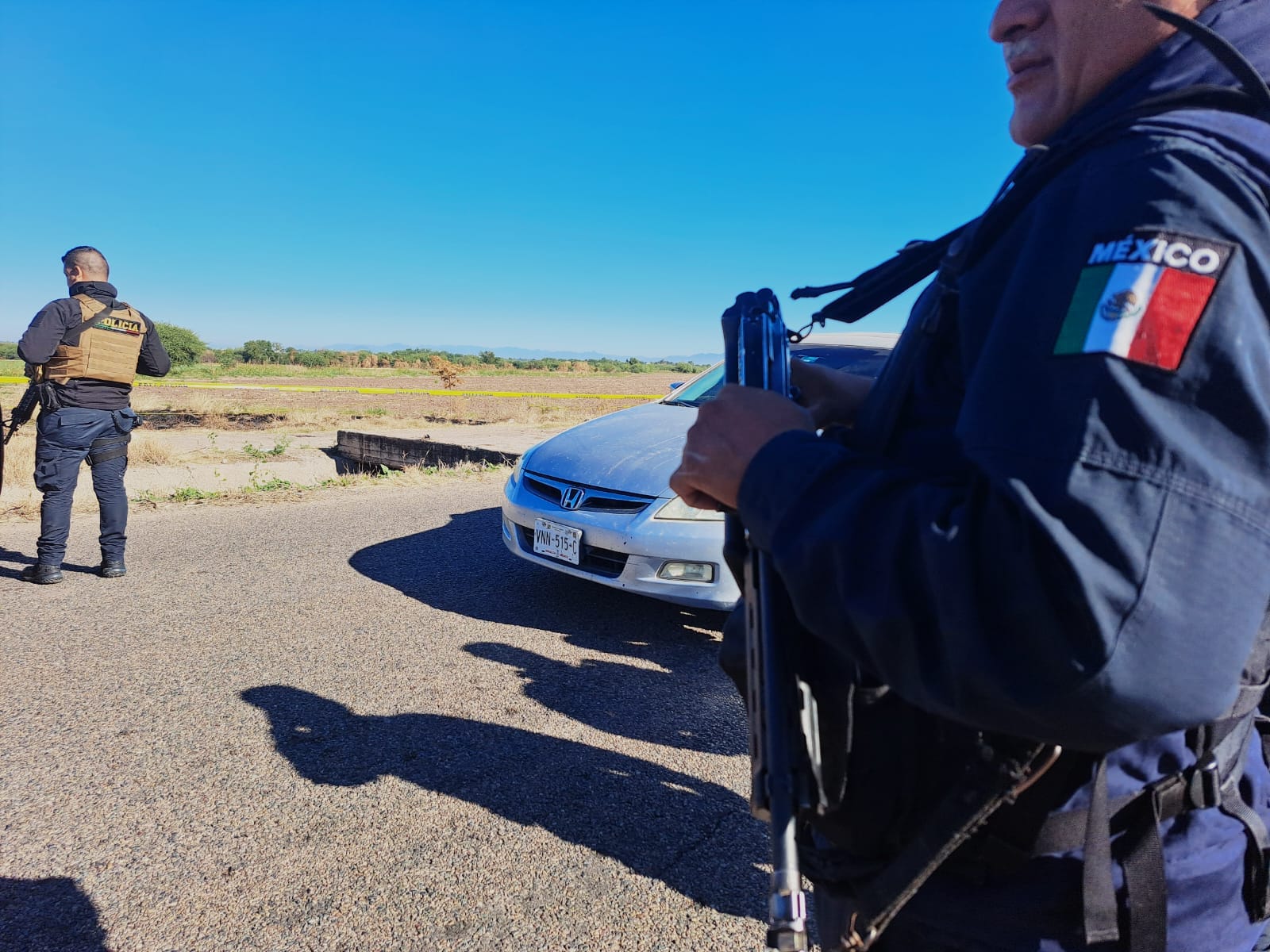 Elementos de la policía municipal en el lugar del hallazgo.