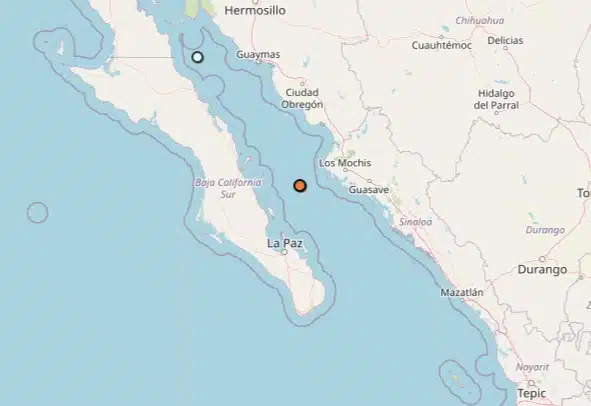 Mapa que muestra lugar de sismo