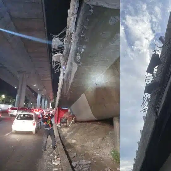 Cae concreto desde el segundo piso de Viaducto en la CDMX