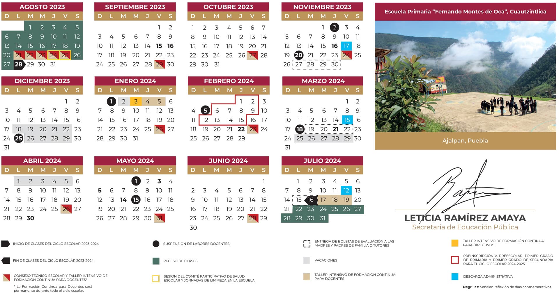 Calendario con días festivos y puentes 
