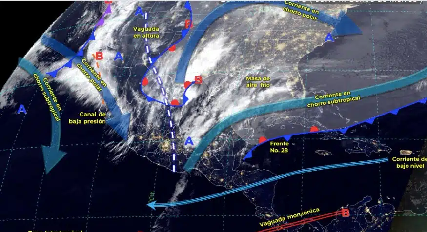 Mapa del Servicio Meteorológico Nacional con sistemas activos