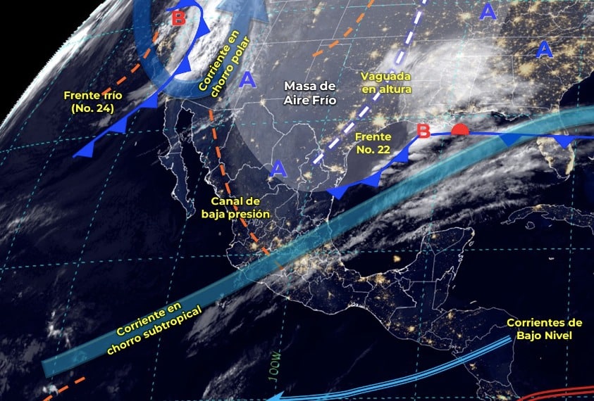 Mapa del Servicio Meteorológico Nacional con sistemas activos