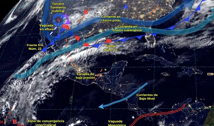 Mapa del Servicio Meteorológico Nacional con sistemas activos