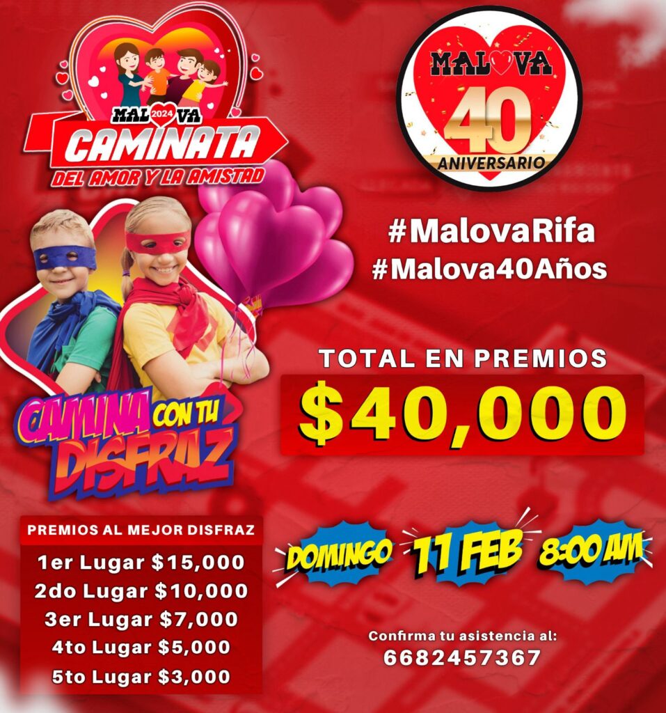 Convocatoria para la tradicional Caminata del Amor y la Amistad Malova 2024