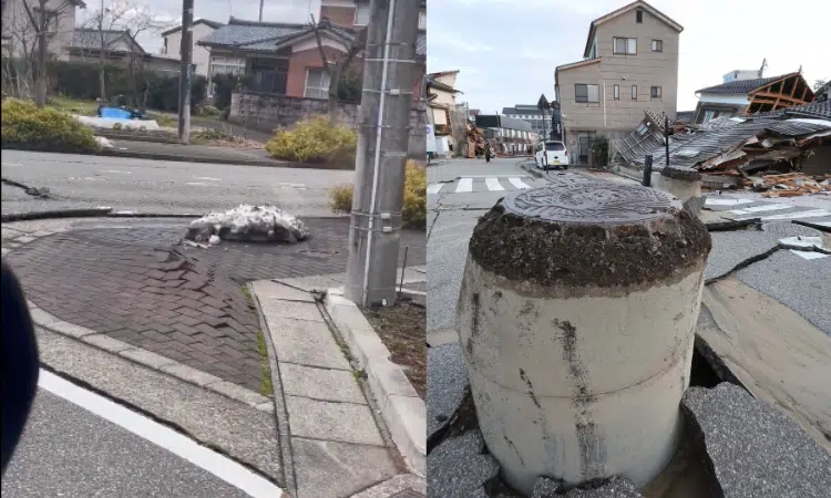 Se viralizan imágenes de licuefacción de suelos en Japón