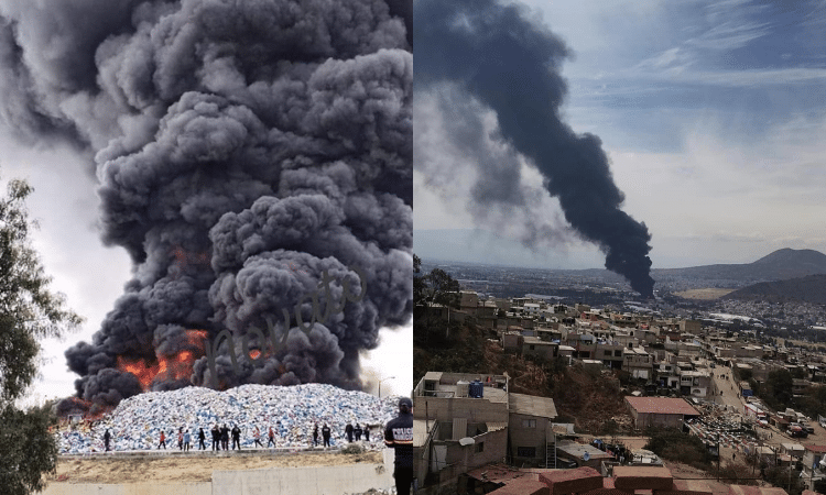 Incendio en planta recicladora de Valle de Chalco