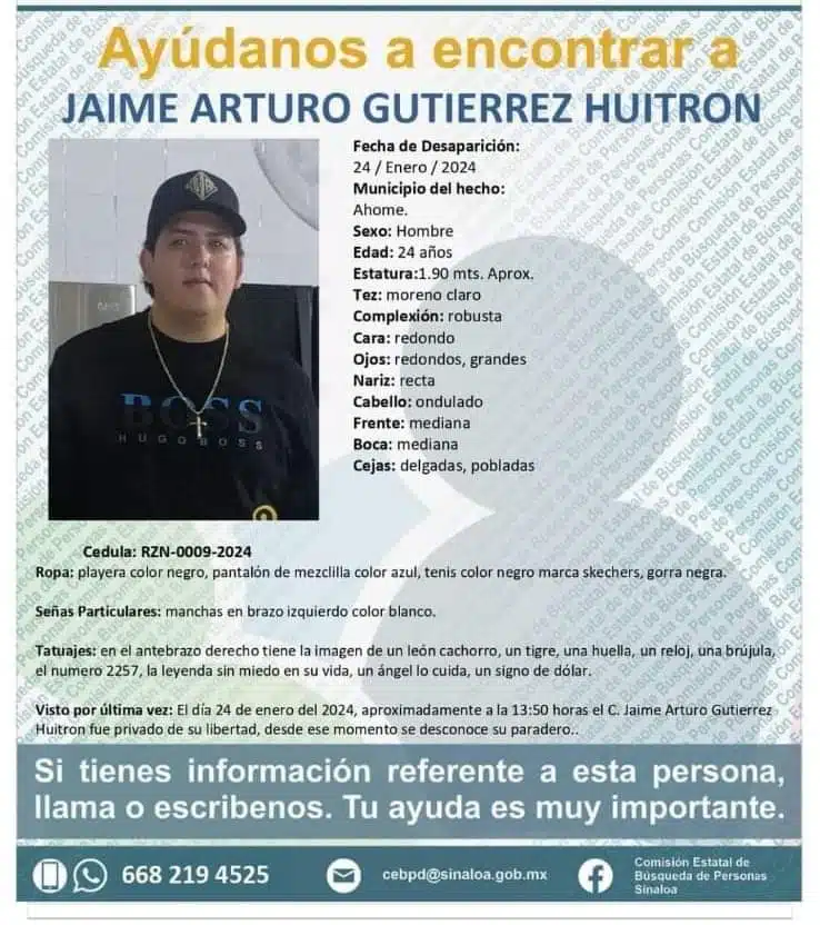 Ficha de búsqueda de Jaime Arturo Gutiérrez Huitrón