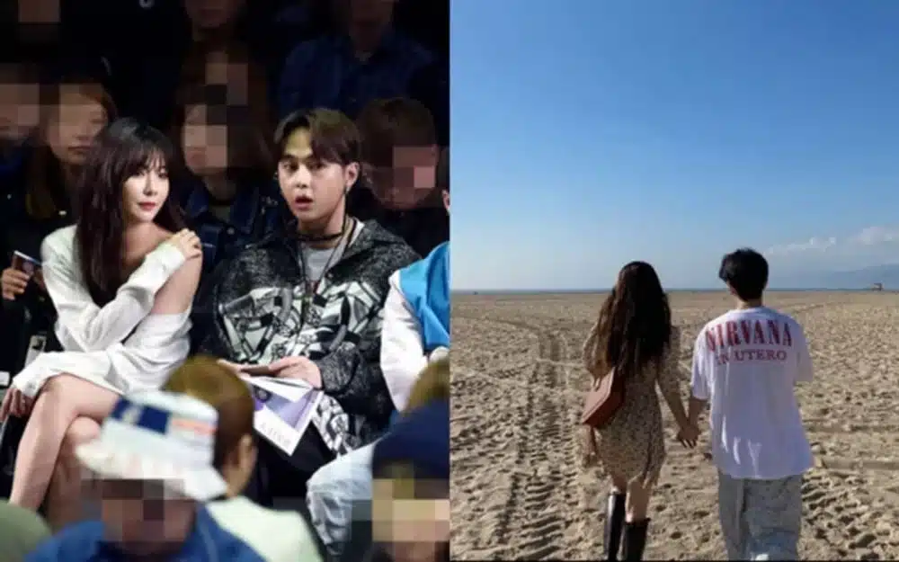 HyunA y Junhyung tomados de la mano en la playa