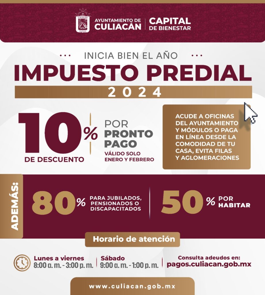 Información del impuesto del predial por parte del Ayuntamiento de Culiacán