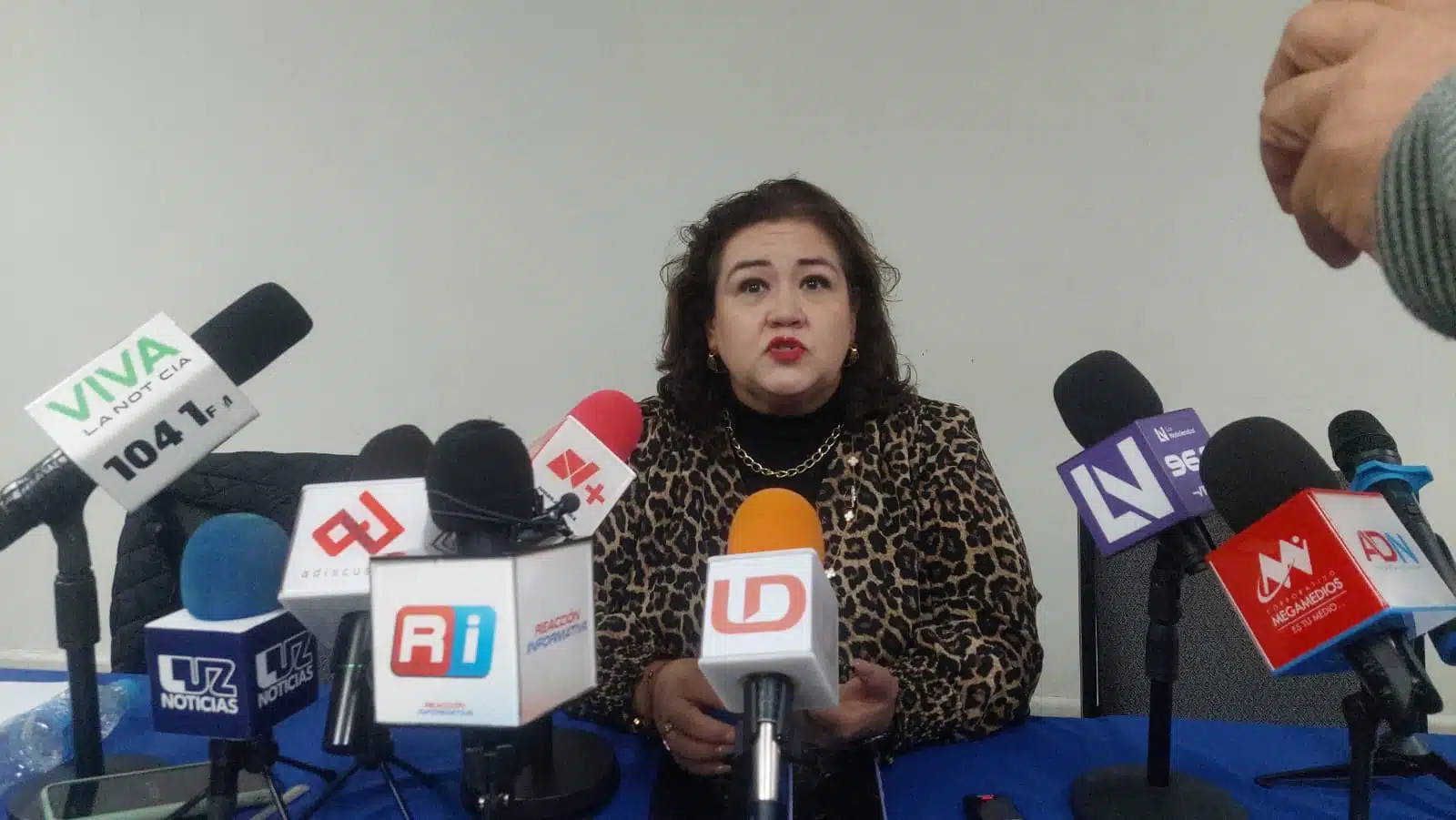 Laura Guzmán Torróntegui en entrevista con los medios de comunicación en Culiacán