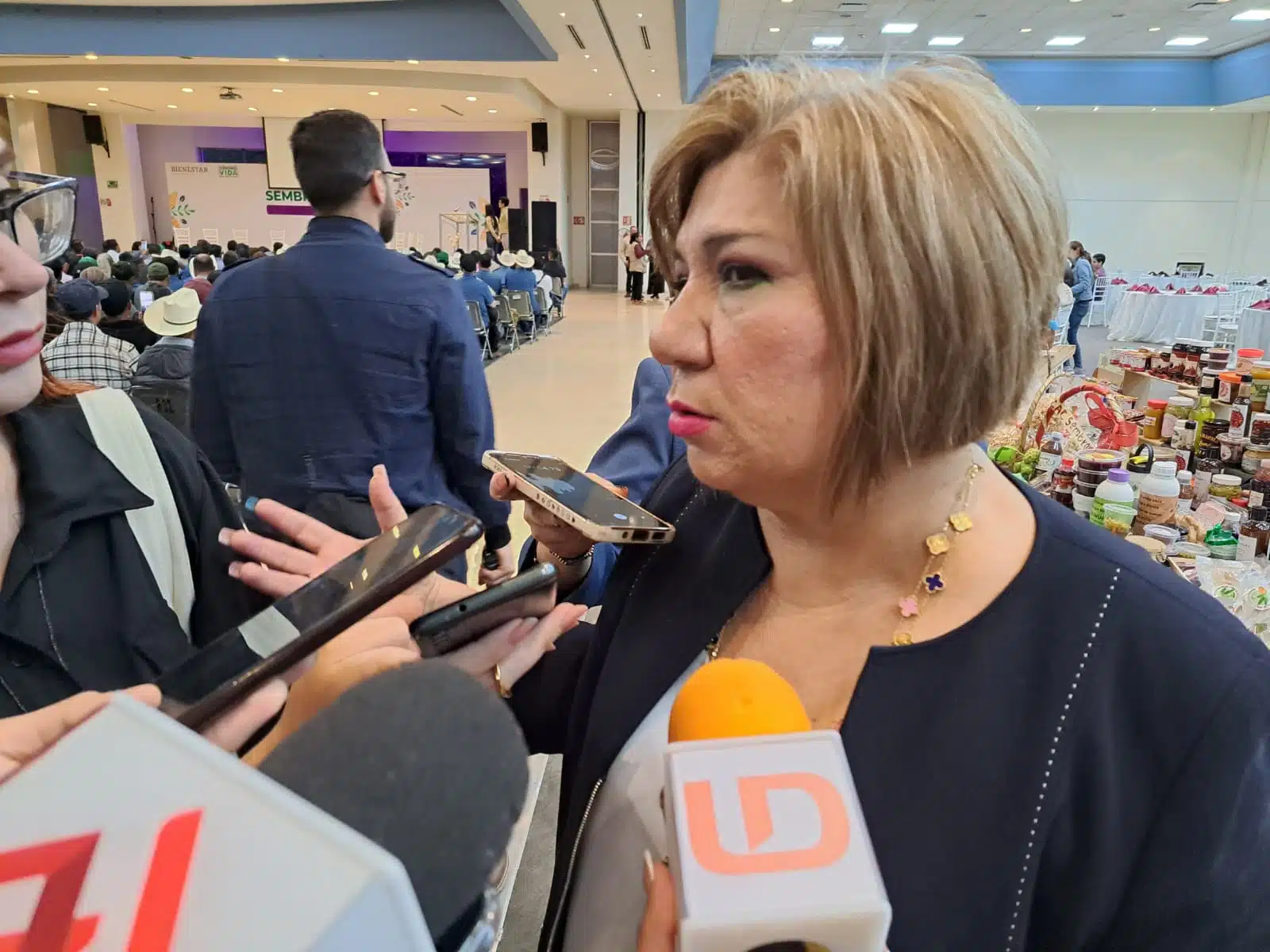 María Inés Pérez Corral en entrevista con los medios de comunicación en Culiacán