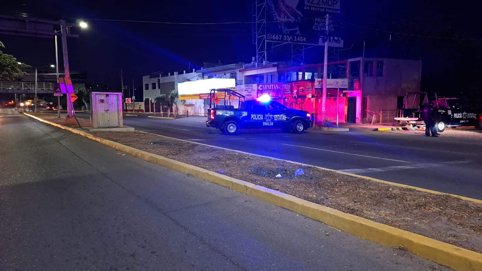 Policías Estatales en el lugar donde Sergio Mario termina lesionado por un balazo en Culiacán