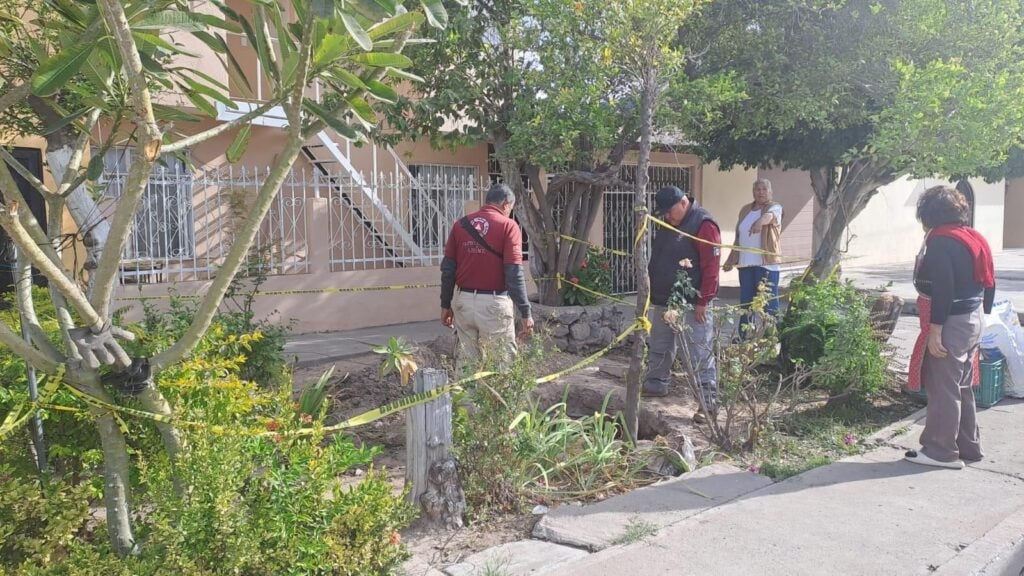 Elementos de Protección Civil de Ahome en una colonia de Los Mochis