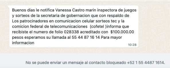 Mensaje de WhatsApp