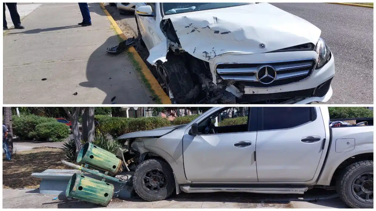 Choque entre un auto y camioneta en Mazatlán