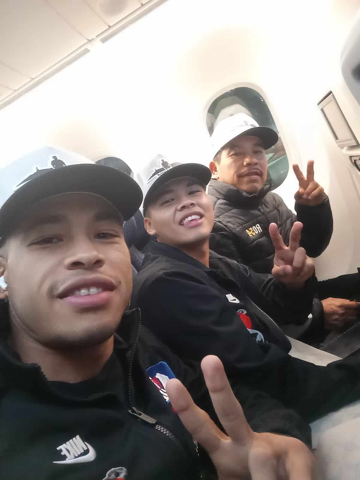 José Félix Jr., Gerson Iván Félix y José Félix Montiel en su vuelo a Irlanda