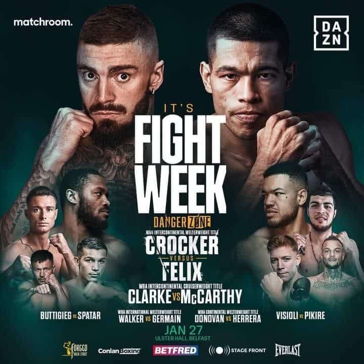 Diseño publicitario de Matchroom Boxing para la pelea estelar del sinaloense y el irlandés