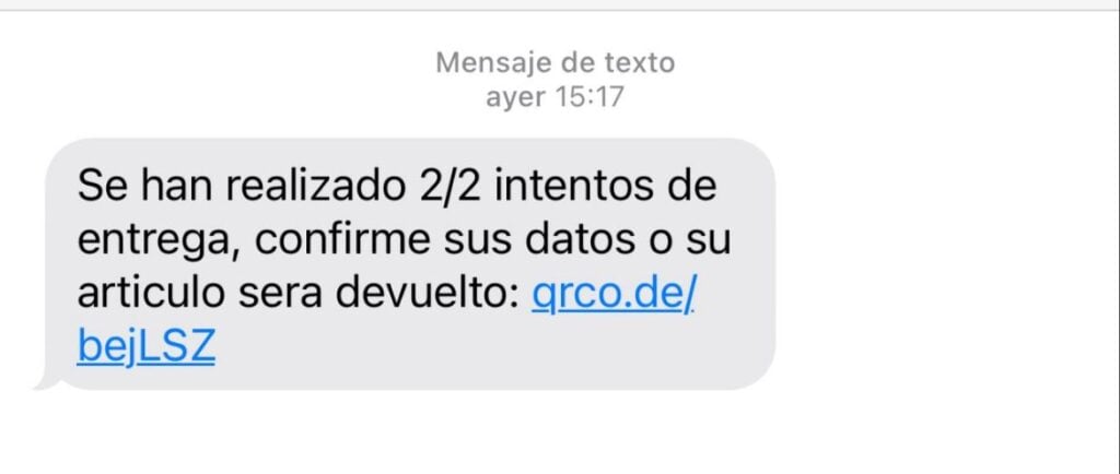 Fraude a través de mensajes de texto en dispositivos móviles