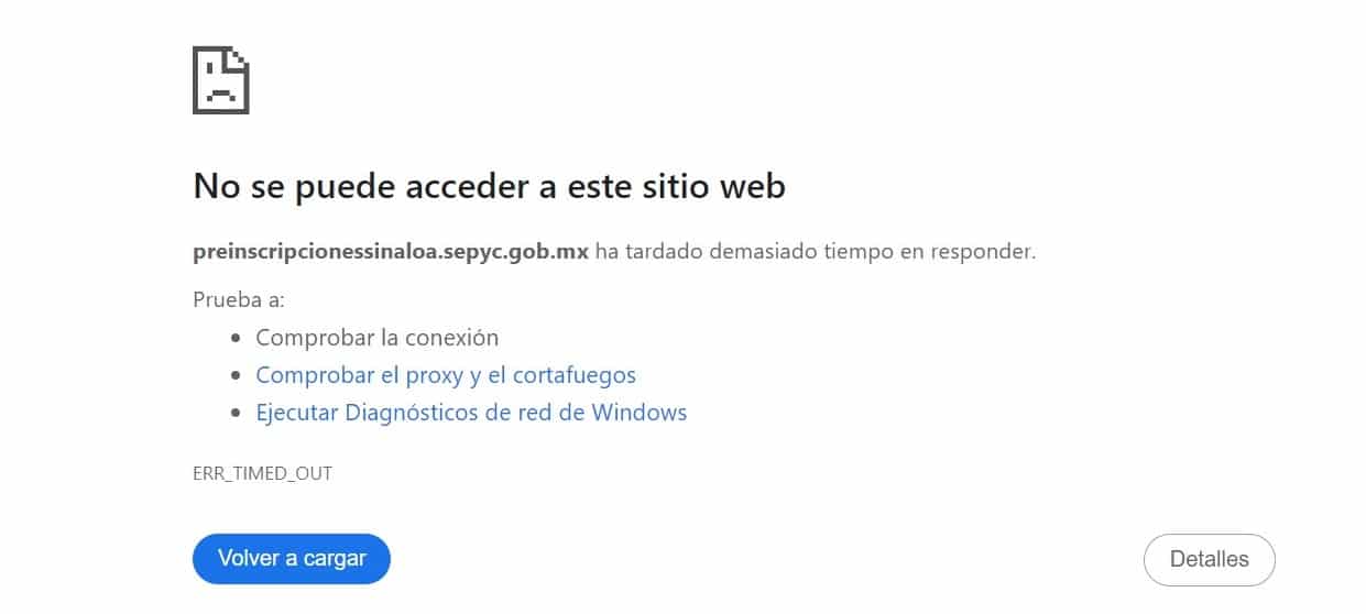 Error en página