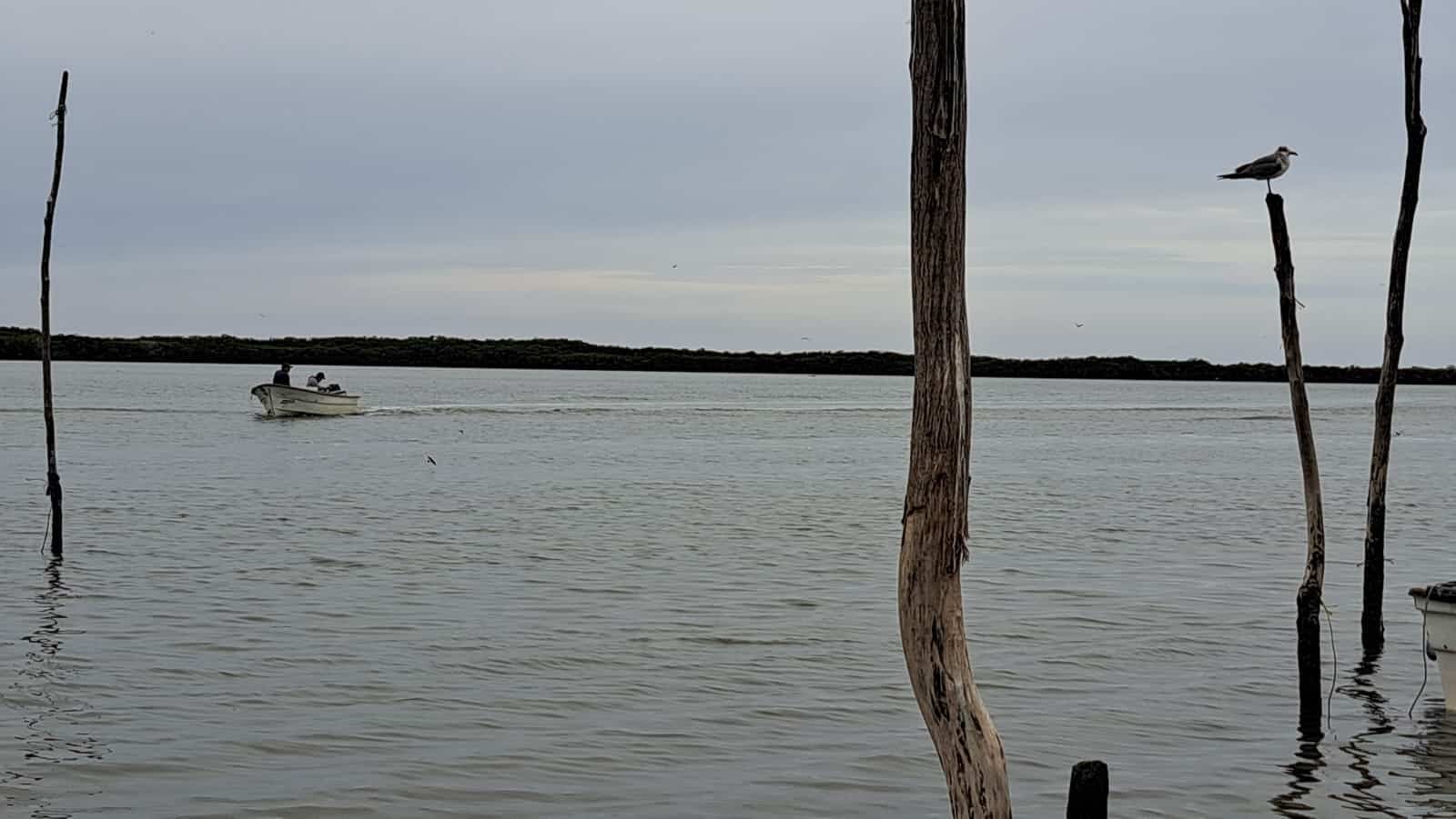 Embarcación pesquera en el mar