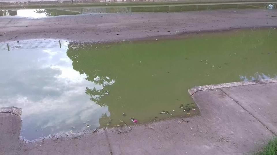 Calle con aguas negras 