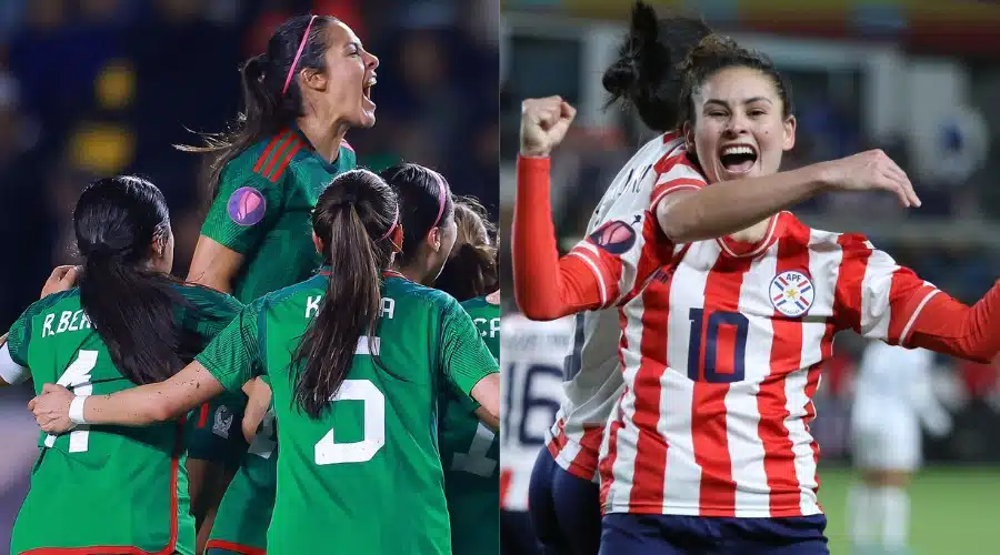Jugadoras de la selección mexicana y de la selección de Paraguay.