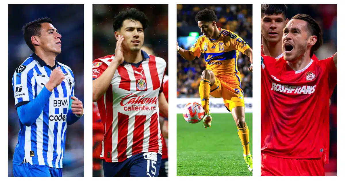 Héctor Moreno (Rayados), Erick Gutiérrez (Chivas), Jonathan Herrera (Tigres) y Jesús Angulo (Toluca)